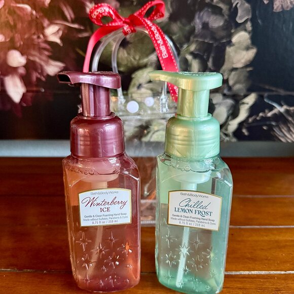 NEW 3-Pc WINTERBERRY ICE & CHILLED LEMON FROST Foaming Hand Soap BBW in Bag - Picture 2 of 3